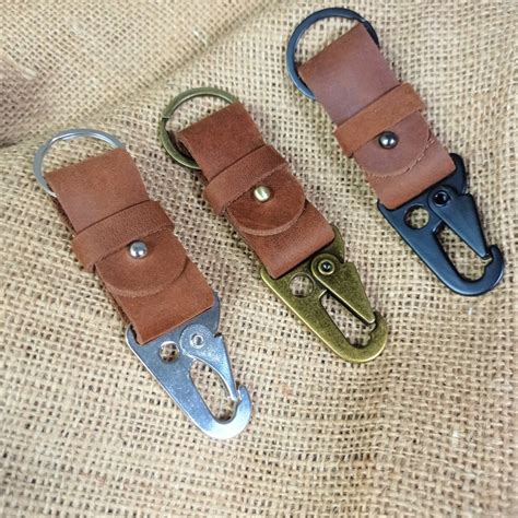 Jual Keychain Carabiner Gantungan Kunci Kulit Asli Snaphook Shopee