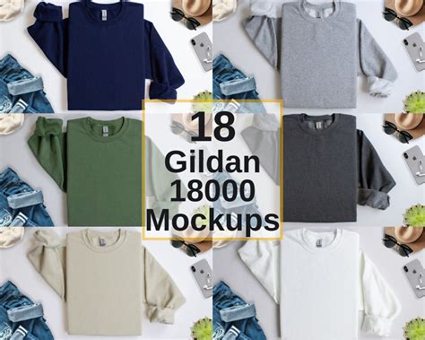 Gildan Mockup Bundle Gildan Sweatshirt Folded Flat Lay