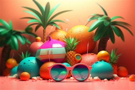 Premium Photo Summer Vibes 3d Render