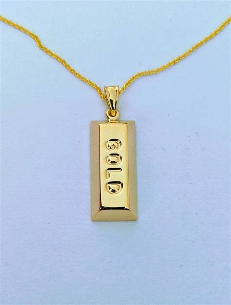 Gold Bar Pendant 14k Yellow Gold / Gold Bullion Bar / Gold Brick ...