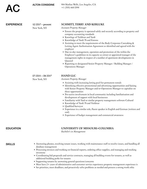 Assistant Property Manager Resume Samples Velvet Jobs