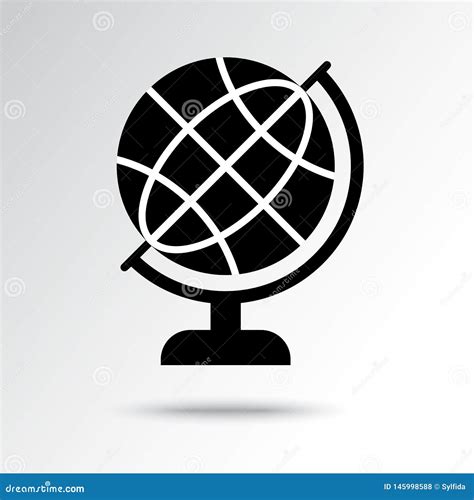 Icono Blanco Y Negro Del Globo Del Mundo Ilustraci N Del Vector Stock