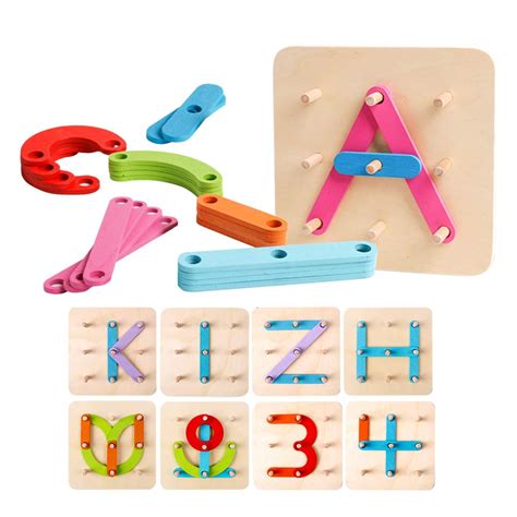 Kizh Wooden Letter And Number Construction Activity Set Educational