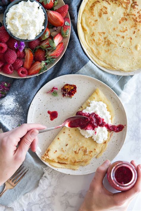 Raspberry And Ricotta Crêpes With Fresh Berries Recipe In 2024 Sweet Crepes Sweet Breakfast