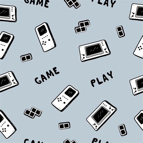 Retro Vibe Doodle Pattern Video Game Hand Drawn Doodle Seamless