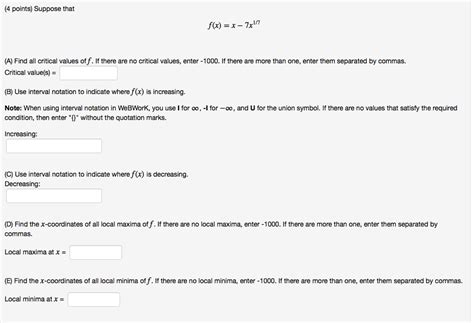 Solved 4 Points Suppose That A Find All Critical Values