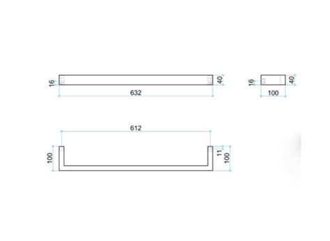 Thermorail 12V Straight Square Single Heated Towel Bar Brushed