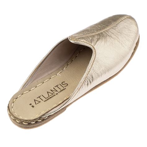 Gold Slippers Turkish Slippers For Women And Men Atlantis Handmade