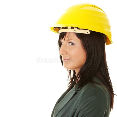 architect  builder wearing  yellow hart hat stock image image