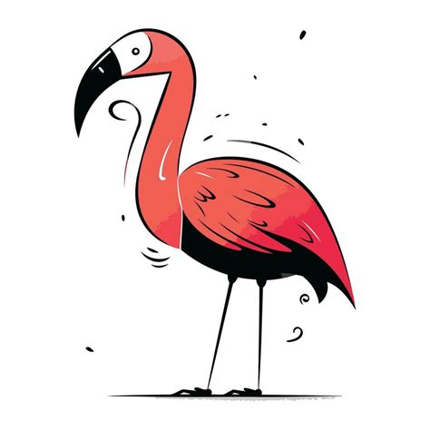 Flamingo Hand Drawn Vector Illustration Isolated On White Background