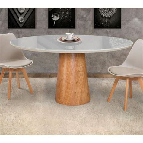 MESAS Mesa De Jantar Cone Tampo De Vidro 90cm LUKA DECOR