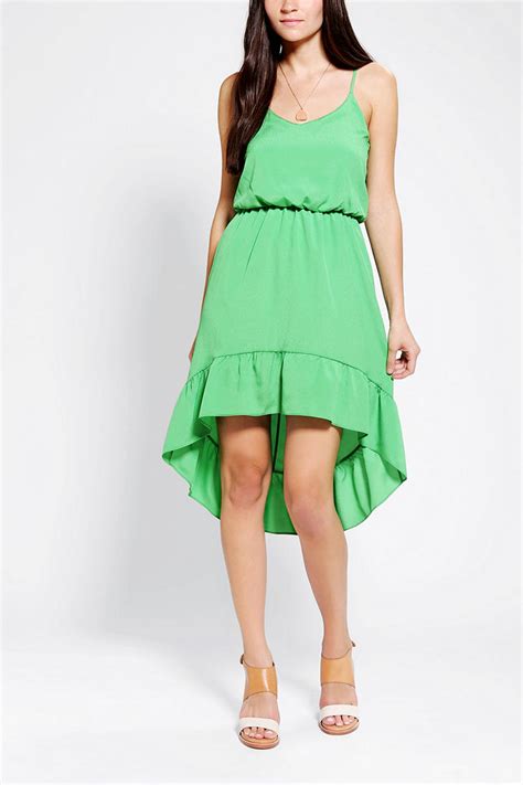 Urban Outfitters Pins And Needles Silky Ruffle Hem High Low Dress In