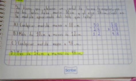 Se Tiene Que Elaborar Un Cartel De Forma Triangular Uno De Los Lados