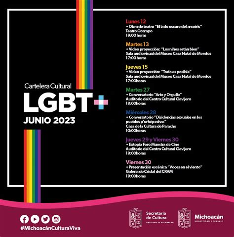 Mira La Cartelera Cultural Por El Orgullo Lgbt