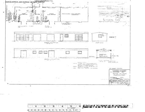 Burlington Northern Engineering Drawing, Motor Car House at Missoula