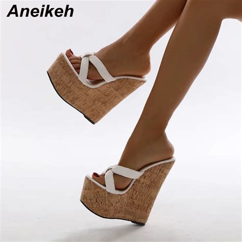 Aneikeh Wedges Heel Women Slippers Fashion Open Toe Platform Sandals