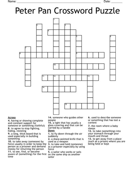 Friend Of Peter Pan Crossword