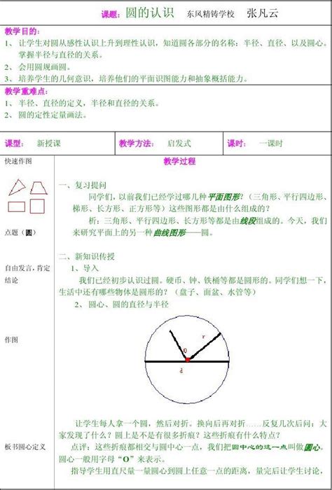 课题圆的认识word文档在线阅读与下载免费文档