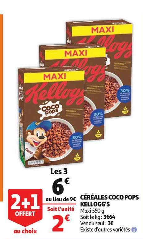 Offre Céréales Coco Pops Kellogg s 2 1 Offert Au Choix chez Auchan