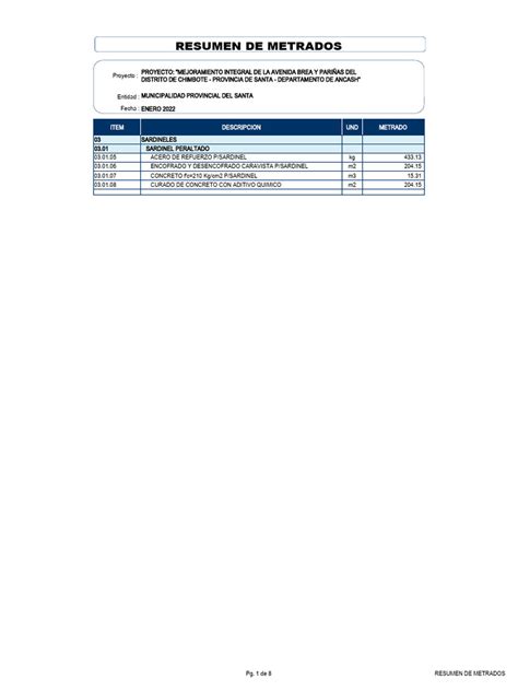 Metrado Mayores Metrados Pdf