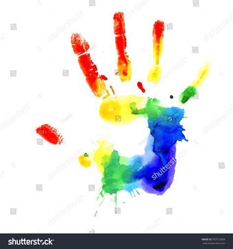 Handprint In Colors Of The Rainbow Vector Image On White Background