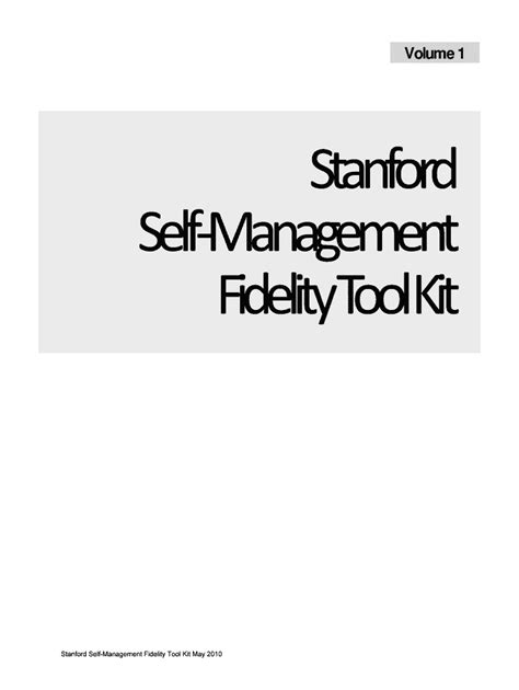 Fidelity Tool Kit Stanford Patient Education Research Center