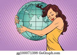 Woman Hugging Planet Earth Clip Art Royalty Free Gograph