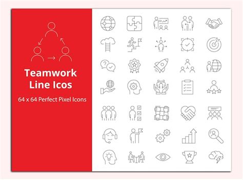 Premium Vector Teamwork Line Icons Vector Set