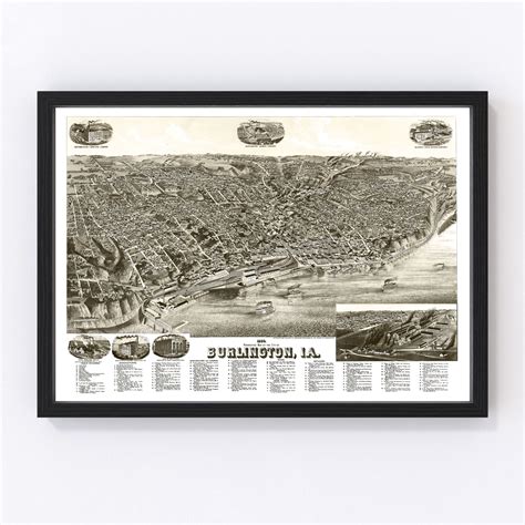 Vintage Map of Burlington, Iowa 1889 by Ted's Vintage Art