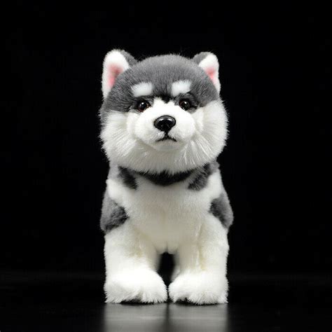 28cm Alaskan Malamute Plush Toys Kawaii Simulation Gray Dog Stuffed