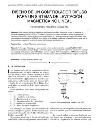 Dise O De Un Controlador Difuso Para Un Sistema De Levitacion Magnetica