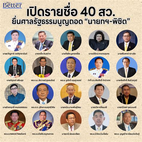 เปิดรายชื่อ 40 สว ยื่นศาลรธน ถอด “เศรษฐา” พ้นจากตำแหน่งนายกฯ The