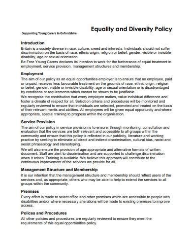 Free 10 Charity Equality And Diversity Policy Samples And Templates In Ms Word Pdf