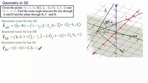 Find Angle Between Line And Plane Youtube