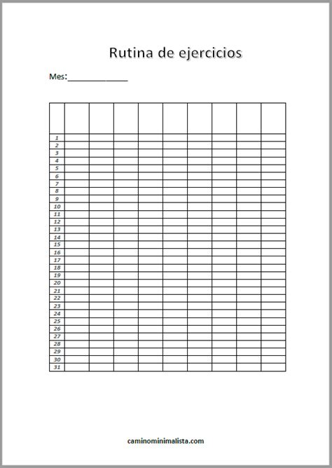 Rutina De Ejercicios En Casa Imprimibles En Pdf Camino Minimalista