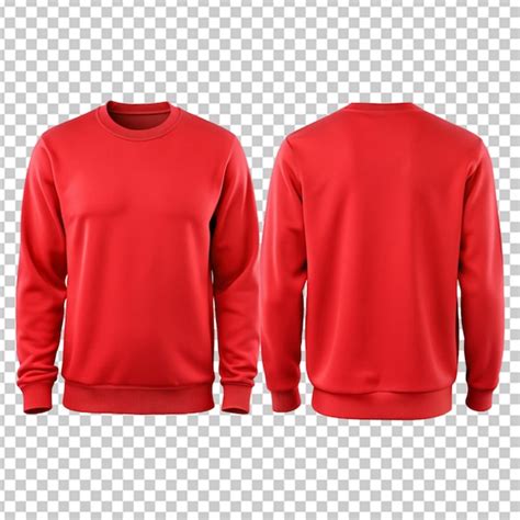 Premium PSD | Long sleeve plain red t shirt design with front and back view