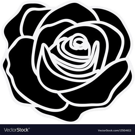 Black silhouette with rose flower Royalty Free Vector Image