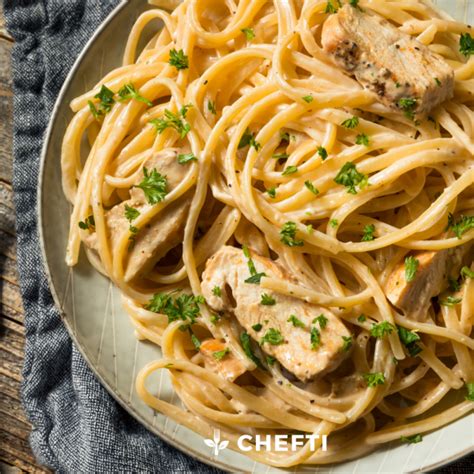 Spaghetti Au Poulet Sauce Alfredo Au Champignons CHEFTI