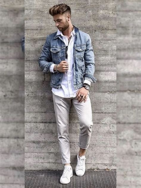 Blue Denim Jacket Combination Denim Jacket Outfit Men Tiptopgents