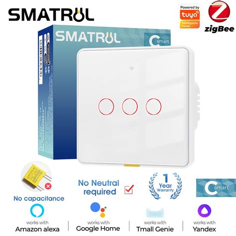 Smatrul Tuya Zigbee Smart Light Touch Uk Switch No Neutral Wire Wall