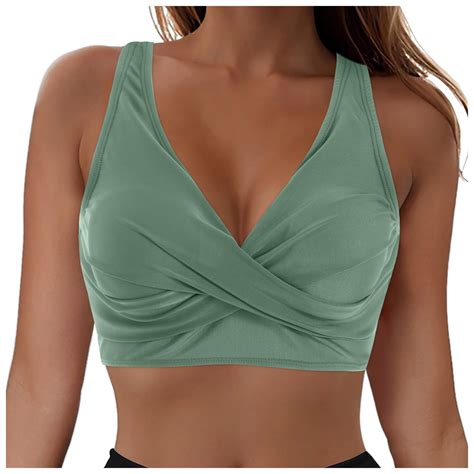 TOWED Women S Underwire Bikini Top Full Coverage Crop Sport Bikini Top Push Up Criss Cross