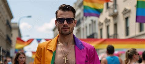 Gay Christian Priest Poses Amid Pride Parade Crowd Sporting A Golden Cross Backless Underpants