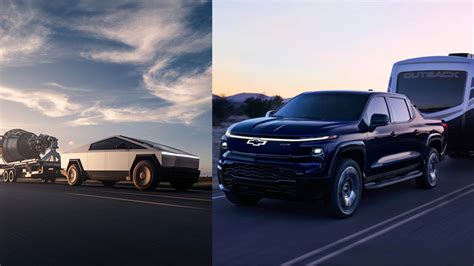 Towing Comparison Tesla Cybertruck Vs Silverado Ev Pickup Trucks