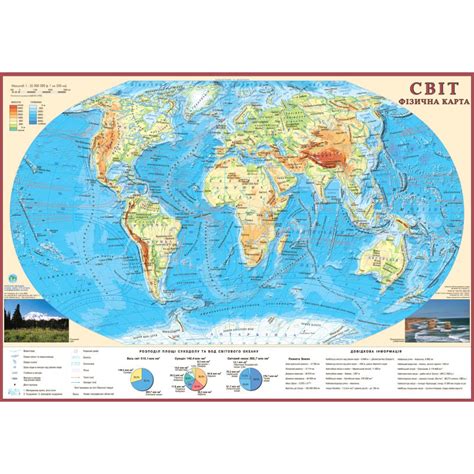 Світ. Фізична Карта. 65x45 См. М 1:55 000 000. Картон — Купить Недорого ...