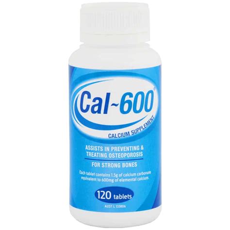 Cal 600 120 Tablets Calcium Carbonate 600mg Strong Bones Caltrate