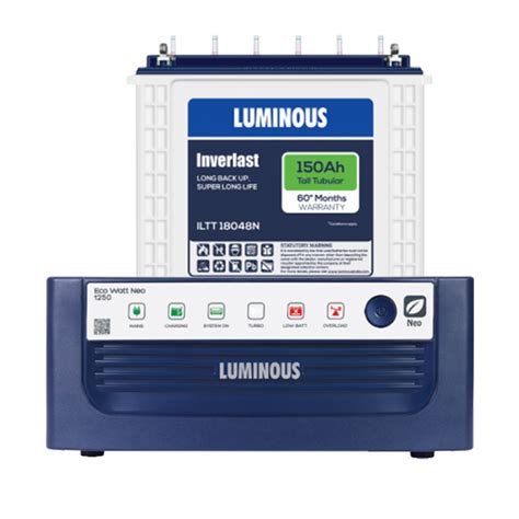 Luminous ECOVOLT 1250 Sine Wave Home UPS And ILTT18048N 150Ah Tall