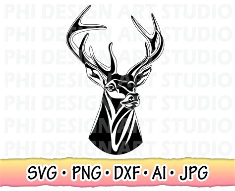 Deer Svg Deer Head Svg Deer Hunting Svg Elk Antler Svg Cut File Buck Head Svg Files For