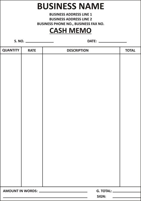 General Knowledge Library: Cash Memo Template