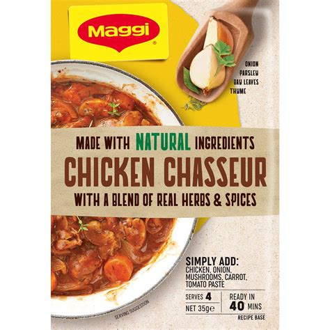 Calories In Maggi Chicken Chasseur Recipe Base Calorie Counter Australia