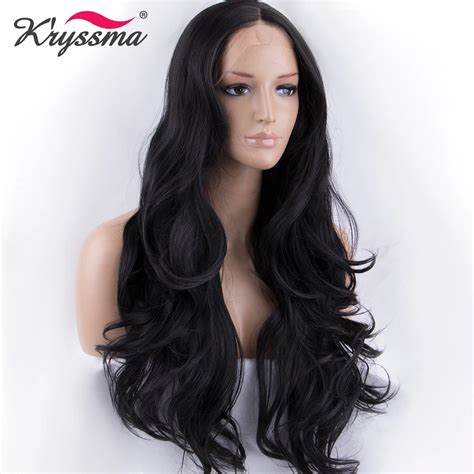 Natural Black Wig For Women 1b Long Wavy Wigs Long Hair Synthetic Lace